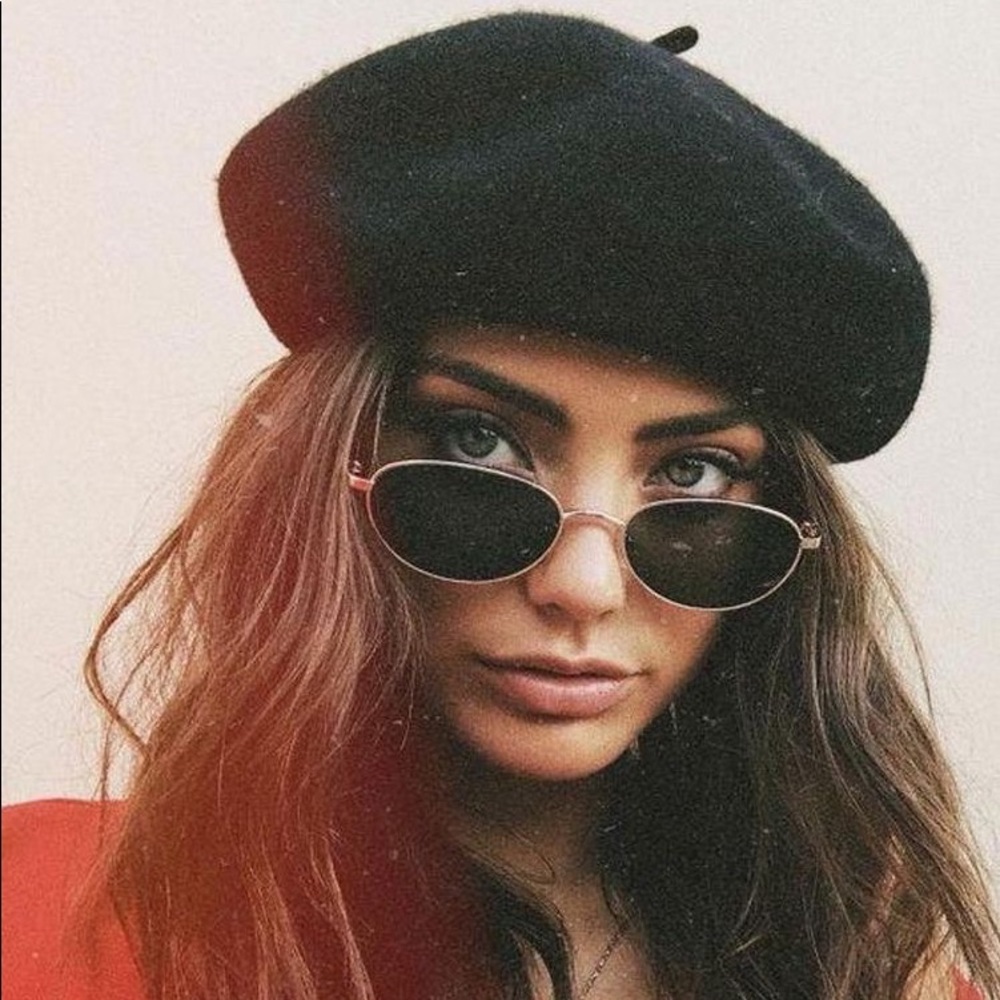 classic french beret hat black felt fall winter - Picture 5 of 16